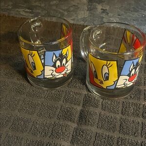 Warner Bros. Tweety and Sylvester Cartoon Glass Mug